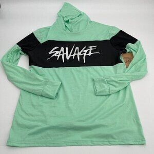 Brooklyn Laundry Hoodie Medium Womens Savage Metallic Green Mint Lightweight New
